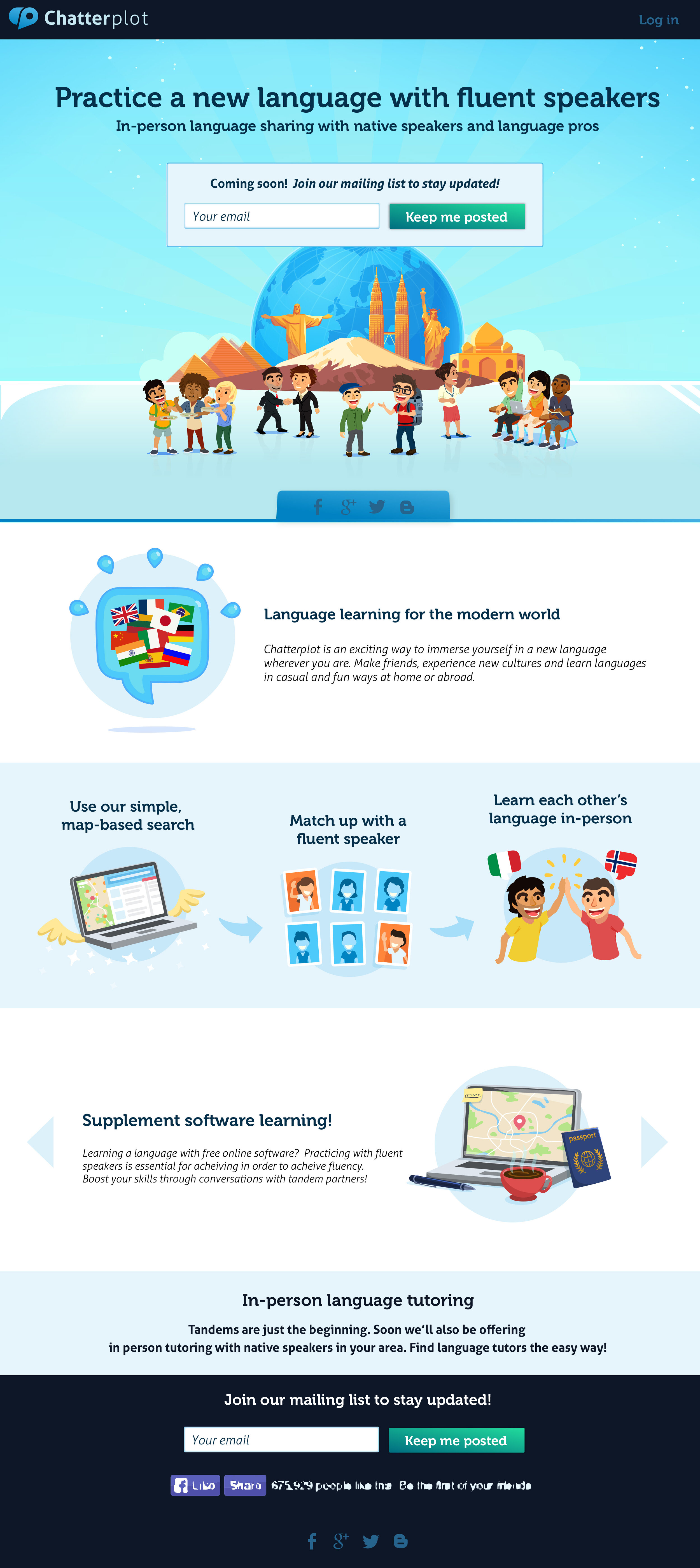 Main landing page